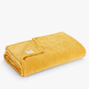 John Lewis & Partners Fleece Throw, Mustard, L180 x W140cm John Lewis & Partners Fleece Throw, Mustard, L180 x W140cm