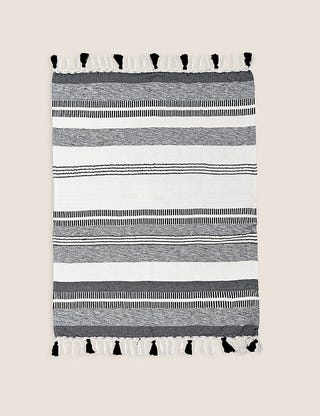 Cotton Mix Monochrome Woven Stripe Throw