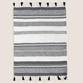 Cotton Mix Monochrome Woven Stripe Throw Cotton Mix Monochrome Woven Stripe Throw