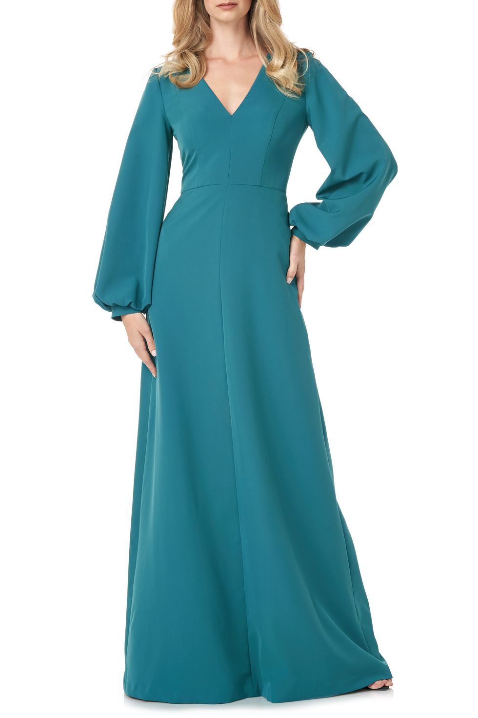 Long-Sleeve Crepe Gown