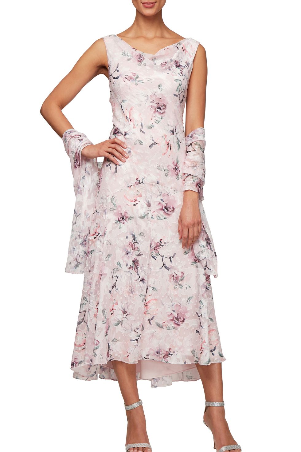 Floral Chiffon Dress with Wrap