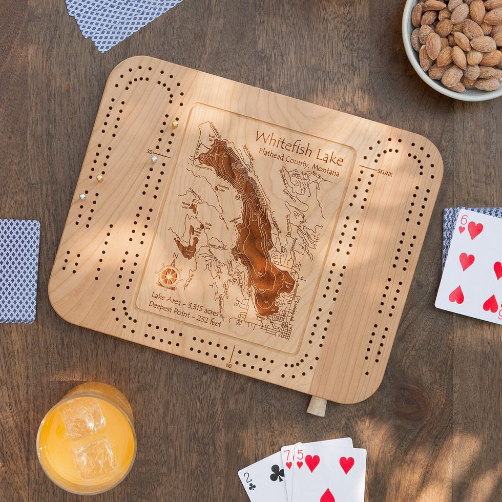 Custom Lake Art Cribbage Board 