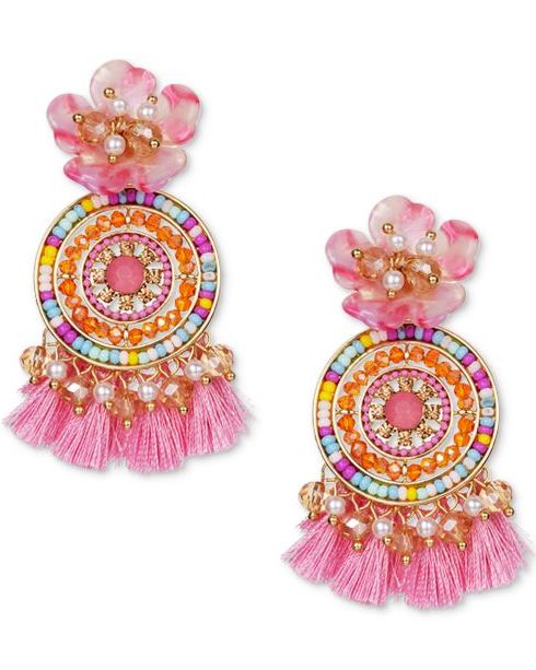 INC International Concepts Gold-Tone Flower and Tassel Earrings