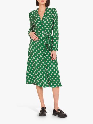Finery Willow Polka Dot Print Dress, Green