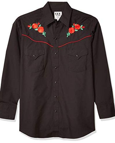 Ely Cattleman Western Shirt with Rose Embroidery