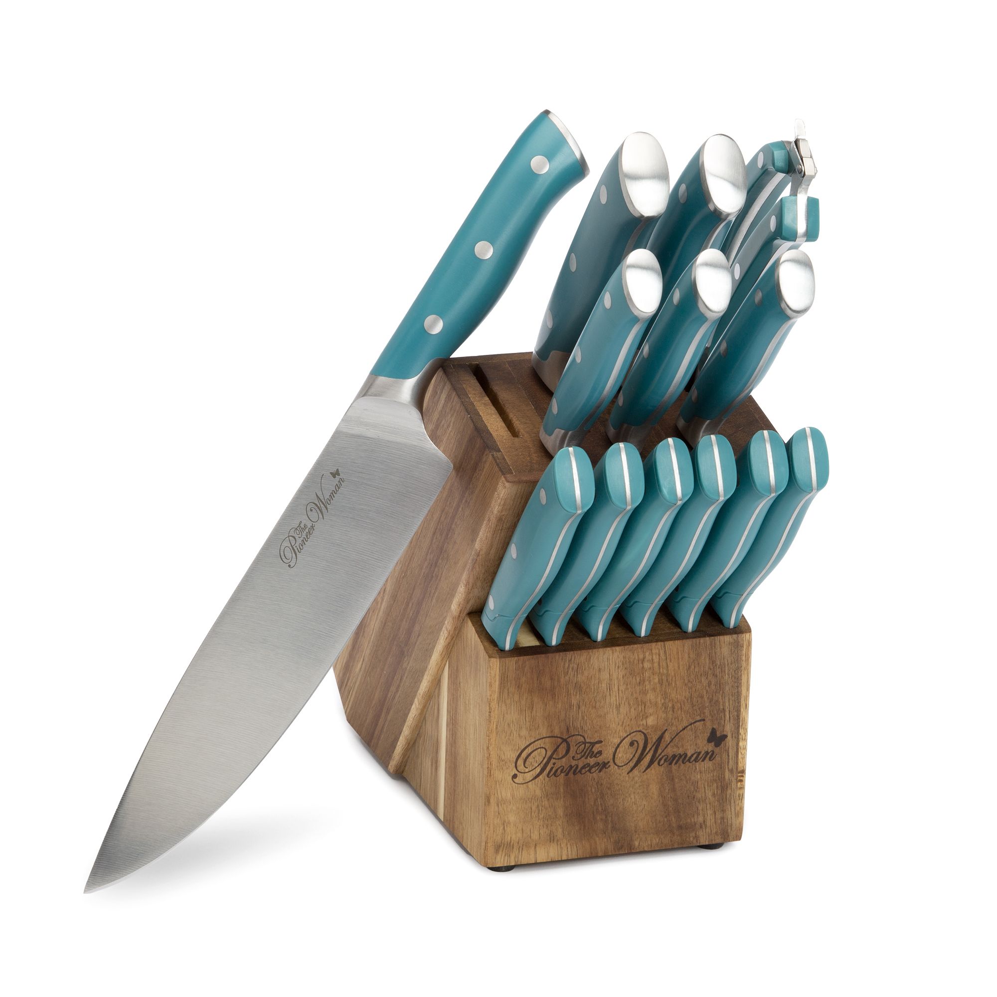 The Pioneer Woman Signature 14-Piece Stainless Steel Knife Block Set
