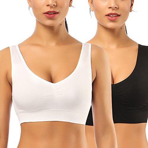4 Pack Sports Bras Tank Top Low Back Sleep Bra Seamless Without