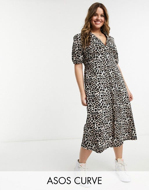 ASOS DESIGN Curve ultimate midi tea dress in leopard print