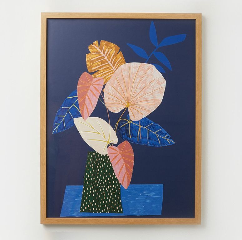Iro Leaf Blue Framed Wall Art, Oliver Bonas, £98
