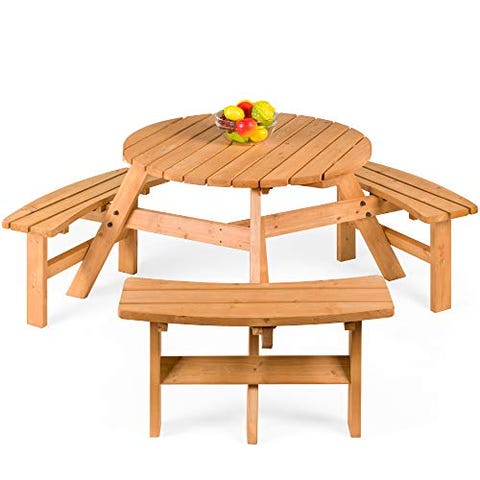 10 Best Wooden Picnic Tables For 2021 Outdoor Outdoor Wooden Picnic Tables, Round Wooden Patio Table With Umbrella Hole