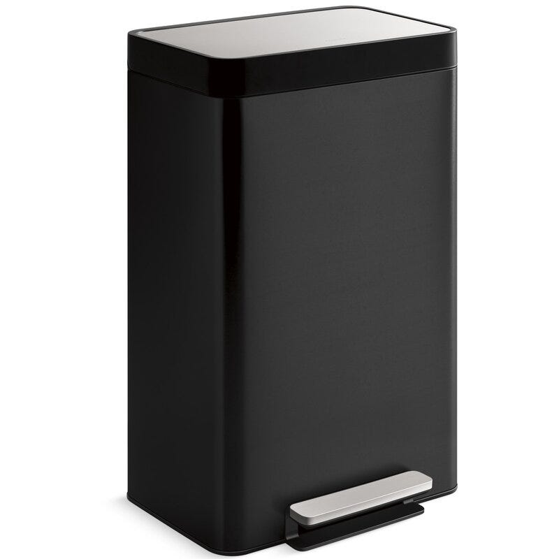 Kohler Black Stainless Steel Step On Trash Can