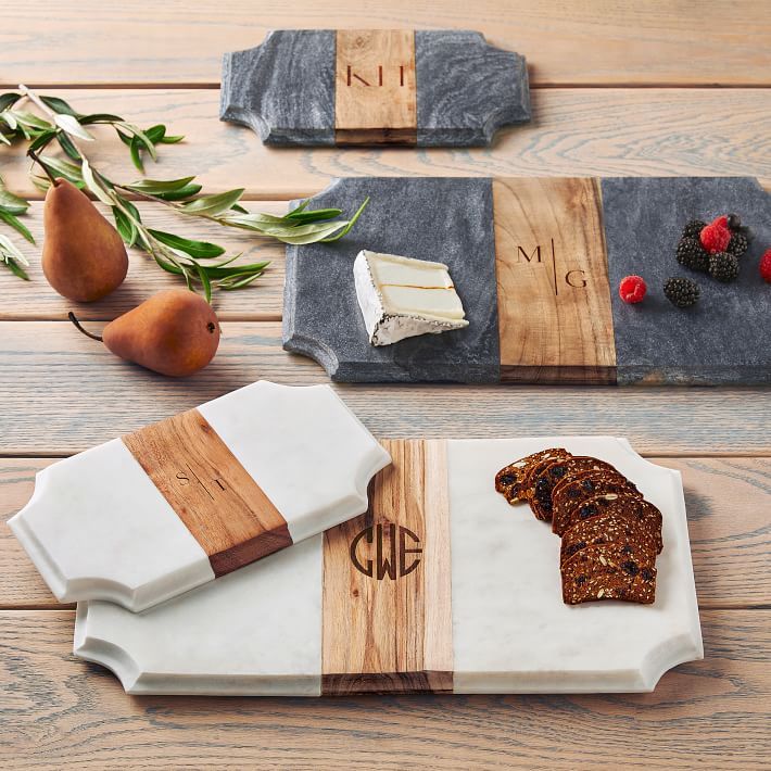 Wood and Marble Beveled Cheese Board