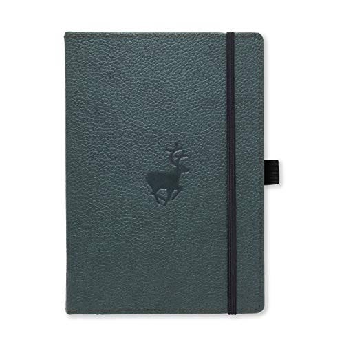 Dingbats D5008G Wildlife Medium A5+ Hardcover Notebook - PU Leather, Micro-Perforated 100gsm Cream Pages, Inner Pocket, Elastic Closure, Pen Holder, Bookmark (Lined, Green Deer)