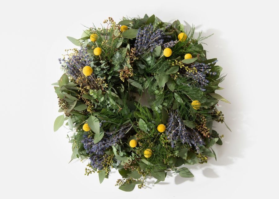 Idyllic 25 Inches Yellow Forsythia Flower Spring Wreath for Front Door, Summer Farmhouse Rustic Decor