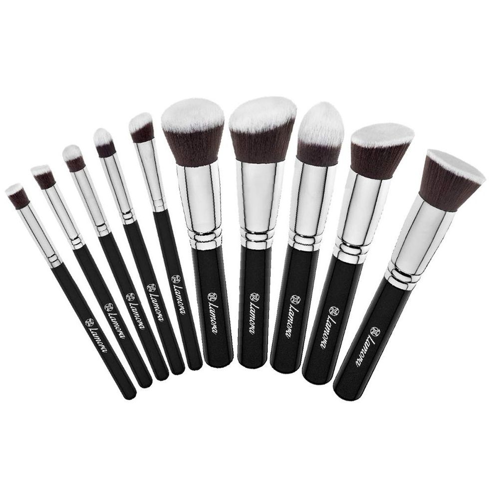 Duorime New 7pcs Black Oval Toothbrush Makeup Brush Set Cream Contour Powder