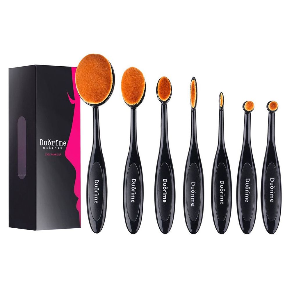7-Piece Black Oval Toothbrush Makeup Brush Set