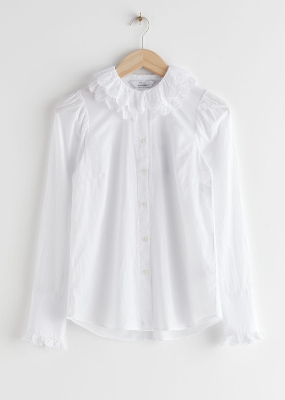 Embroidered Ruffle Cotton Blouse