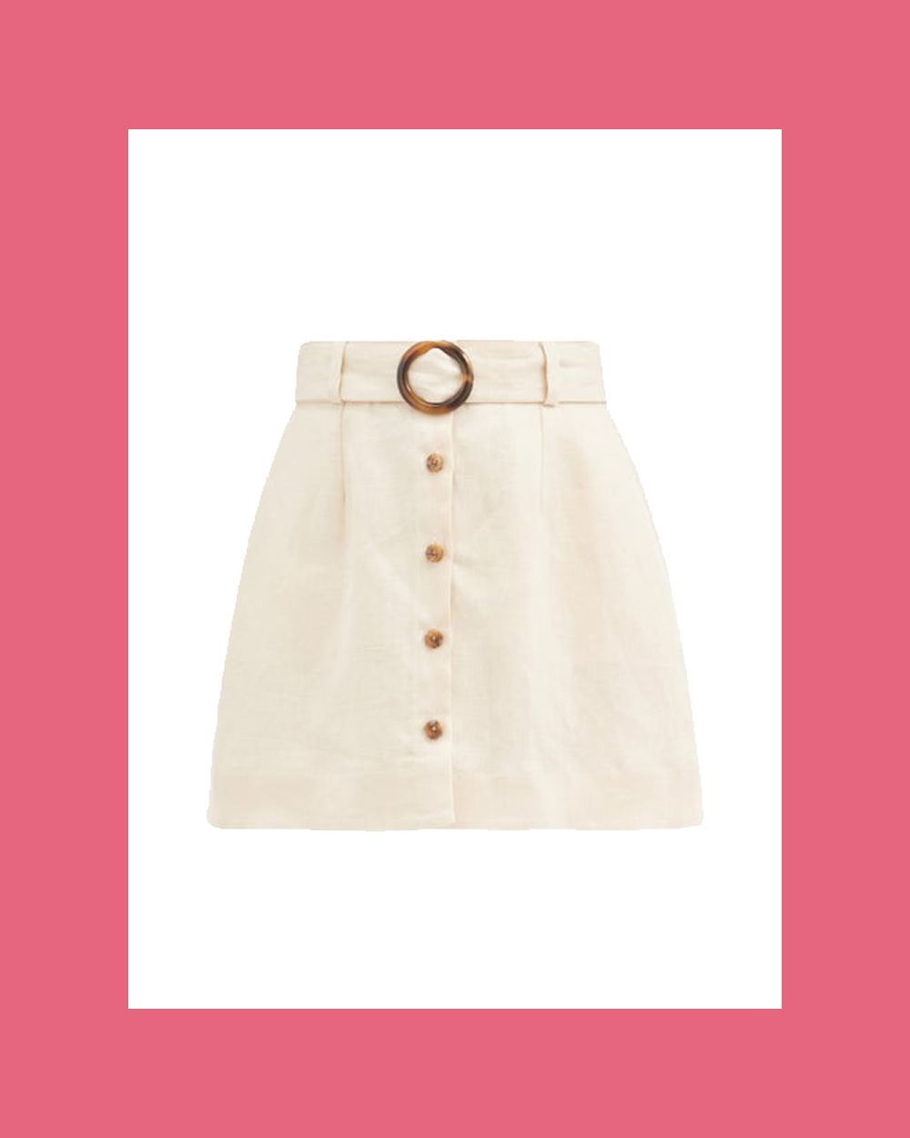 Belted High-Rise Linen Mini Skirt