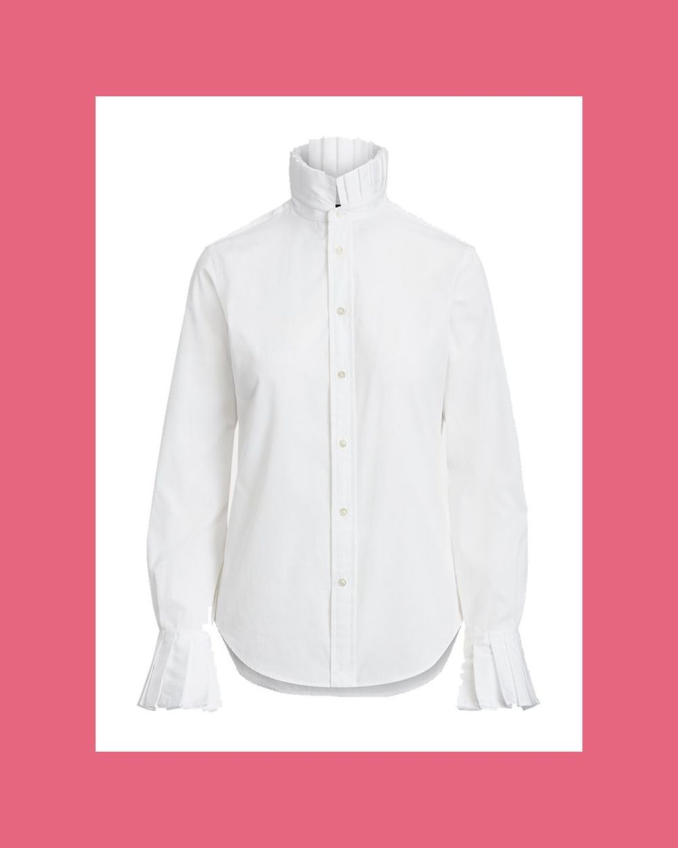 Pleated-Trim Cotton Shirt