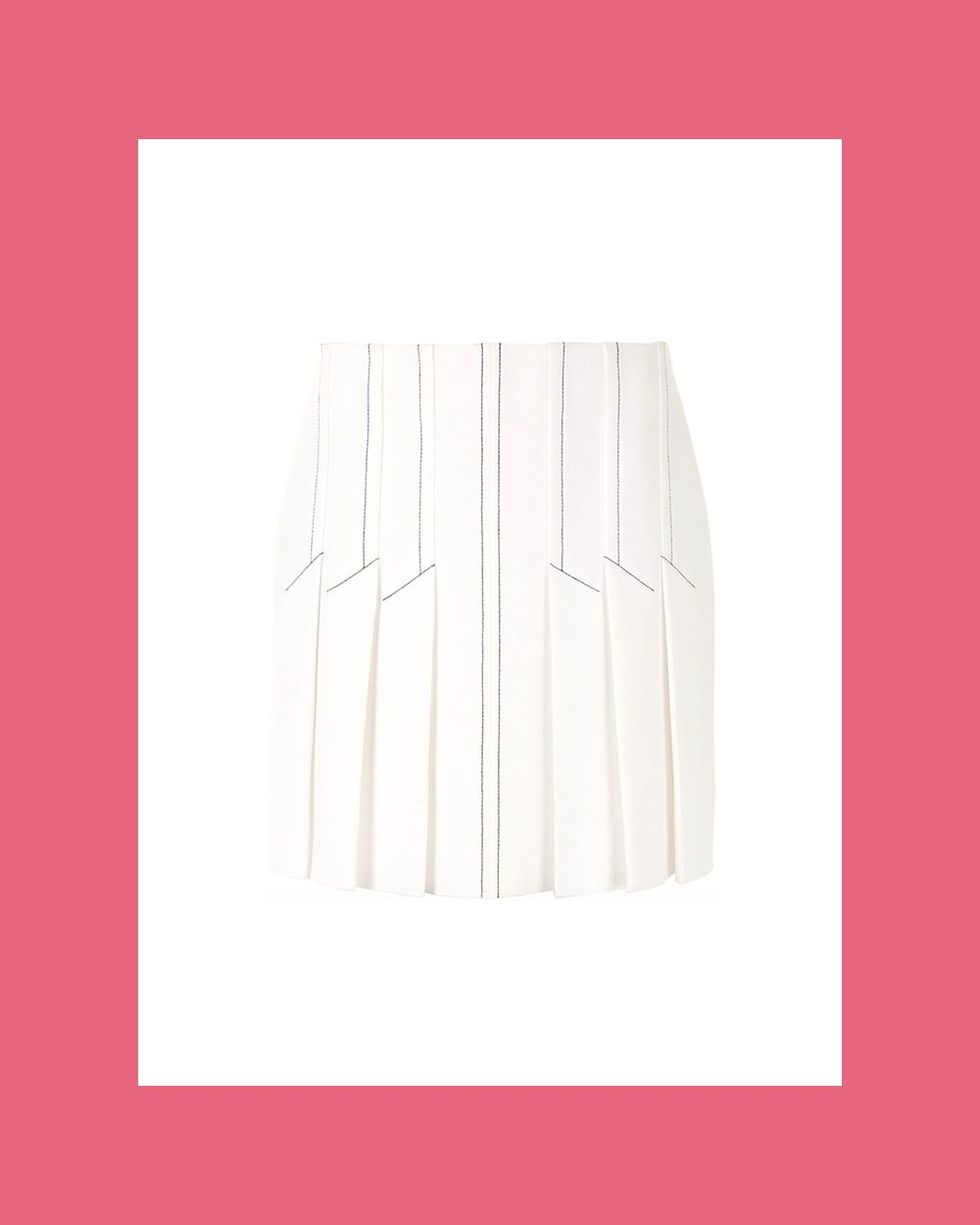 Contrast Stitching Pleated Skirt