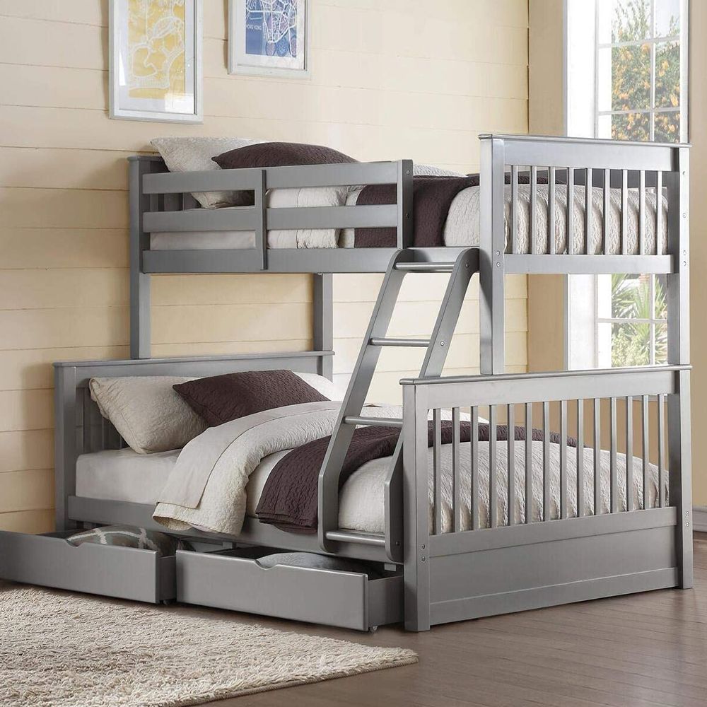 grey twin over twin bunk beds