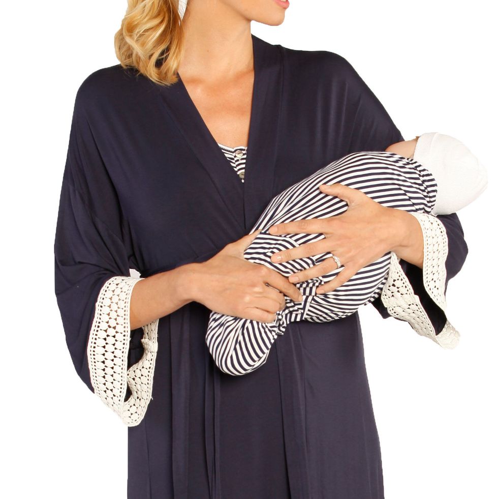 Nursing Dress, Robe & Baby Blanket Set