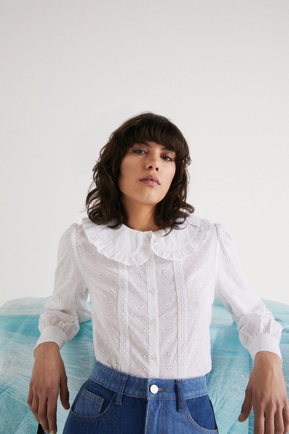 Broderie Frill Collar Shirt