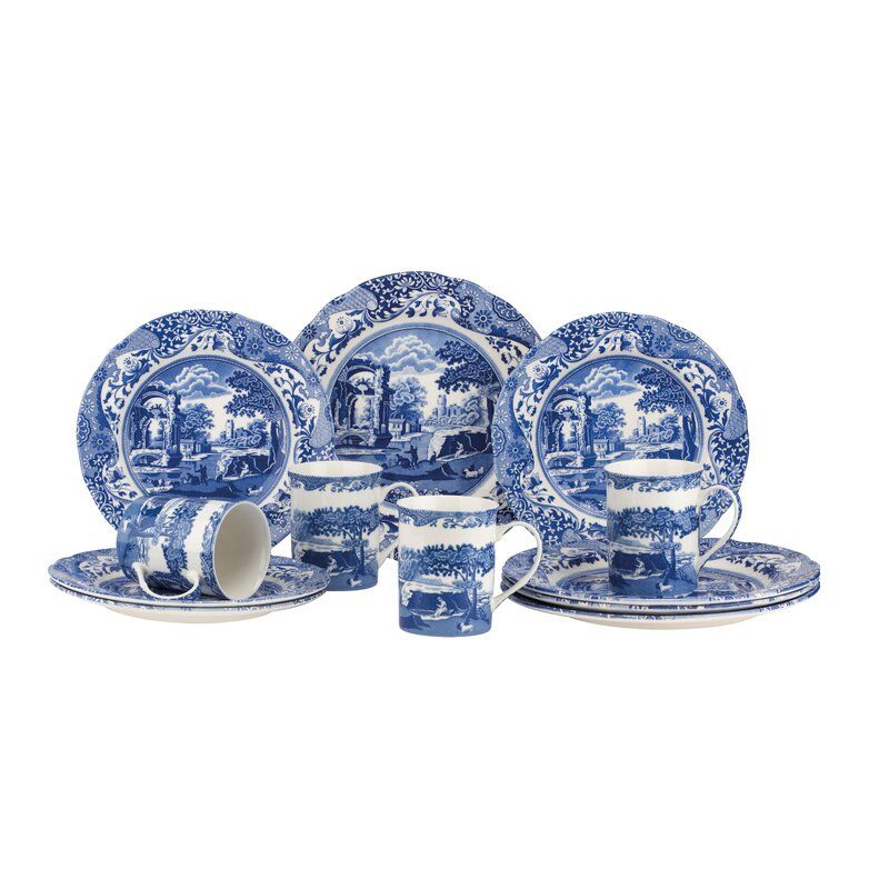 5pc Earthenware Ceramic Mixing Bowl Set Blue - Figmint™