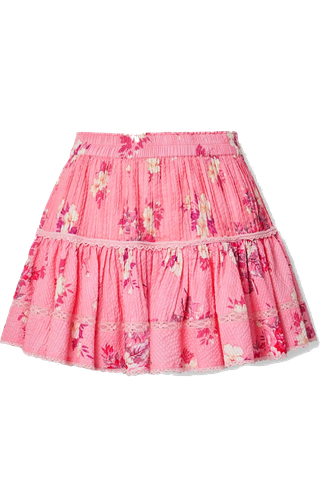 Floral Print Seersucker Mini Skirt
