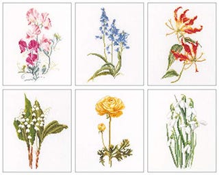 Floral Cross Stitch Kit - Embroidery Kit 