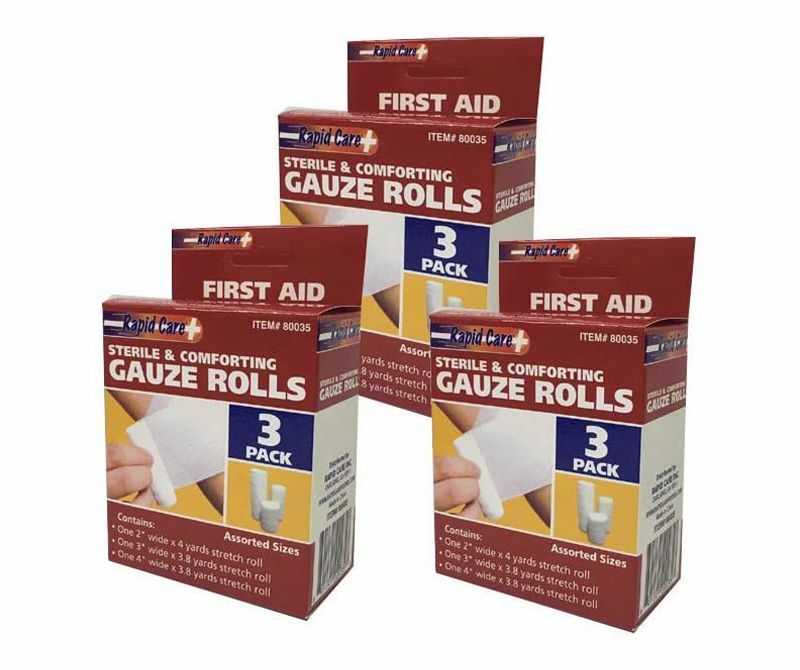 Rapid Care Sterile and Comforting Gauze Rolls, 9 Count