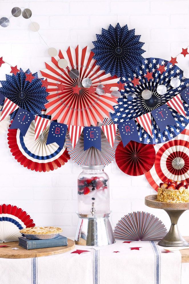 Red, White, and Blue Paper Fans