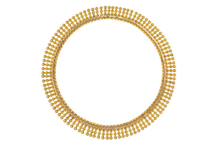 French Antique Gold Fringe Necklace 