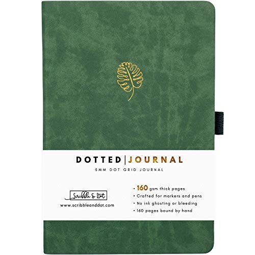 Bullet Planner/Dotted Journal - Monstera - A5 Ultra Thick 160gsm Paper - Signature Notebook Bound by Hand - Perfect Dotted Journal for Artists and Creators - UK Brand
