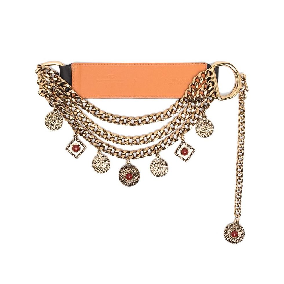 Chain belt - Metal & strass, gold & multicolor — Fashion