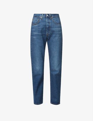 501 cropped slim-fit tapered mid-rise jeans