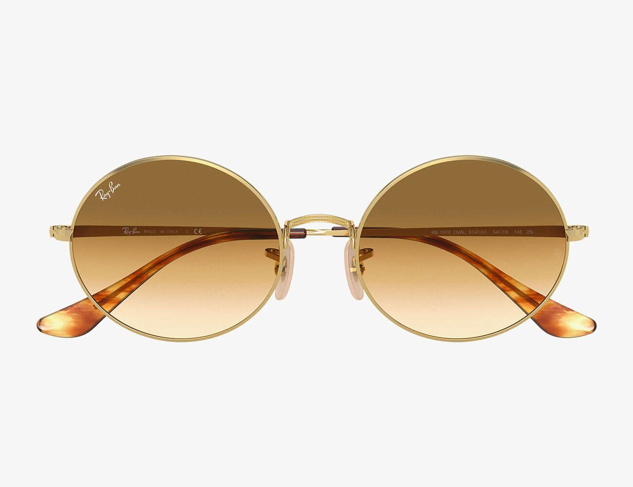 Glass Lens Vintage Designer Ear Wrap Aviator Sunglasses Gold Beige Brown 
