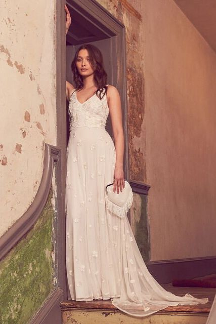 Kate Beaded Floral Bridal Dress Ivory