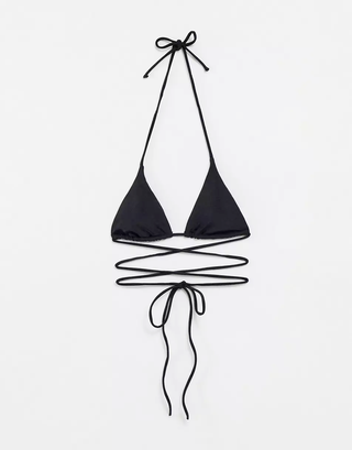 Wrap around bikini top in black