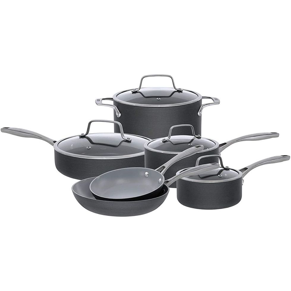 9 Piece Ceramic Cookware Pans Pots Set with Detachable Handle and