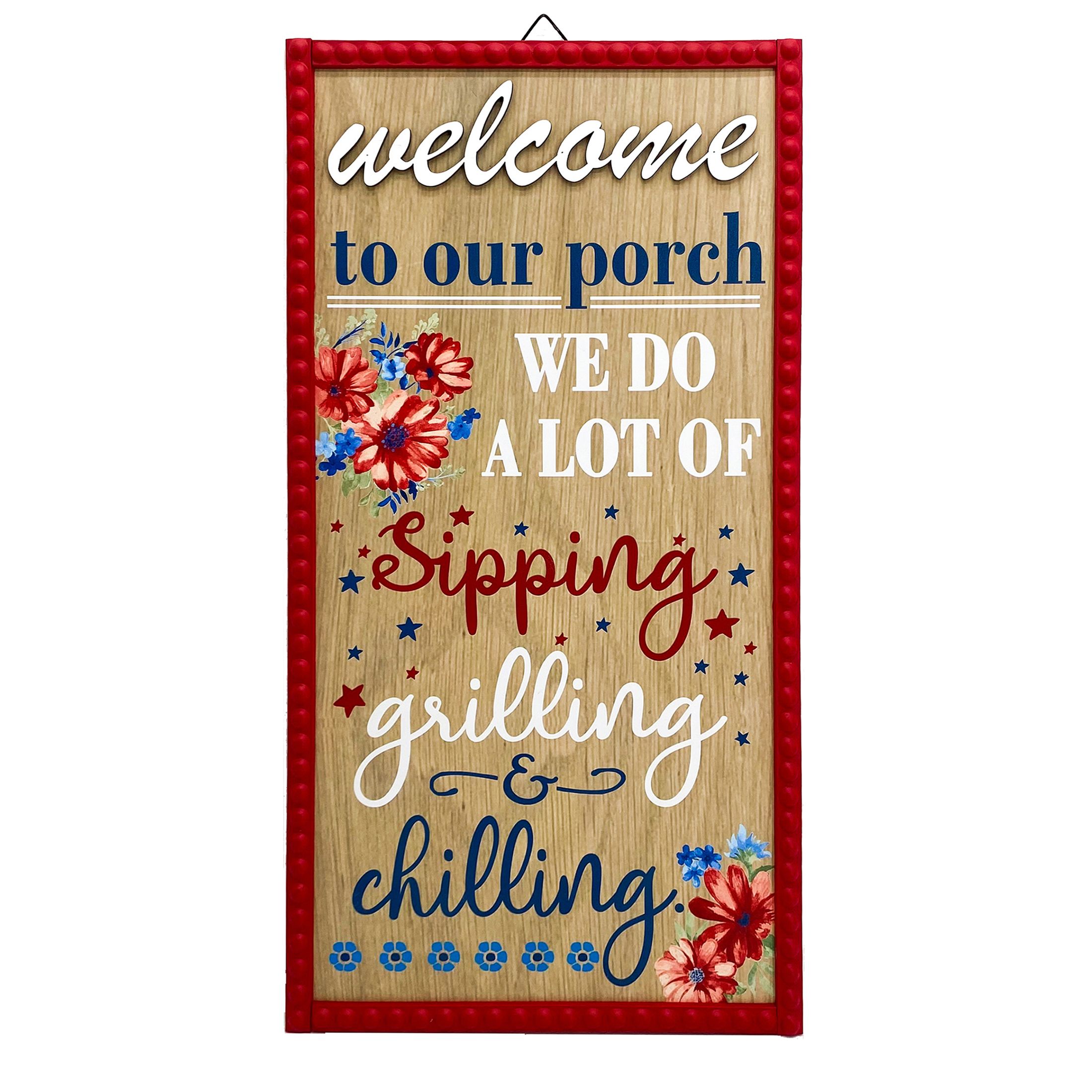 Blue The Pioneer Woman Iron Painted Gingham Truck Welcome Sign 11" x 0.5" x 11