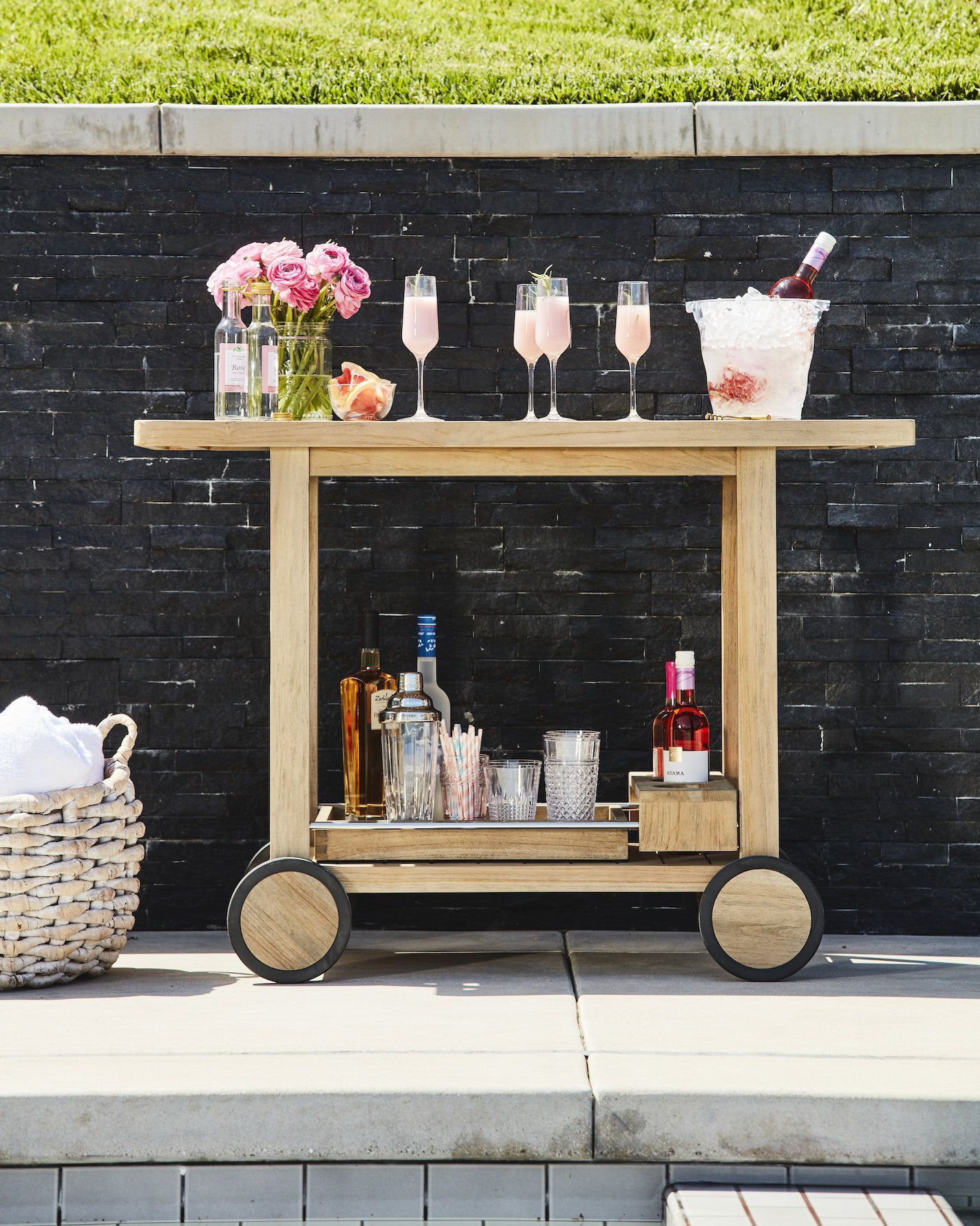 Cb2 outdoor online bar cart