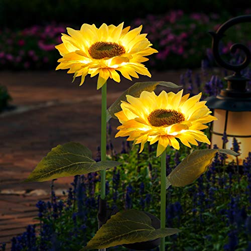 FORUP Sunflower Solar Stake Lights, Set of 2