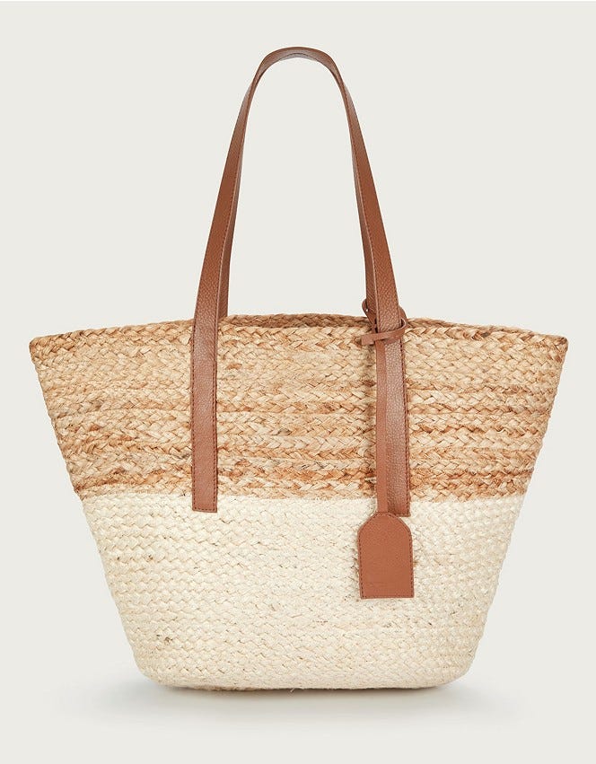 Colourblock Straw Bag