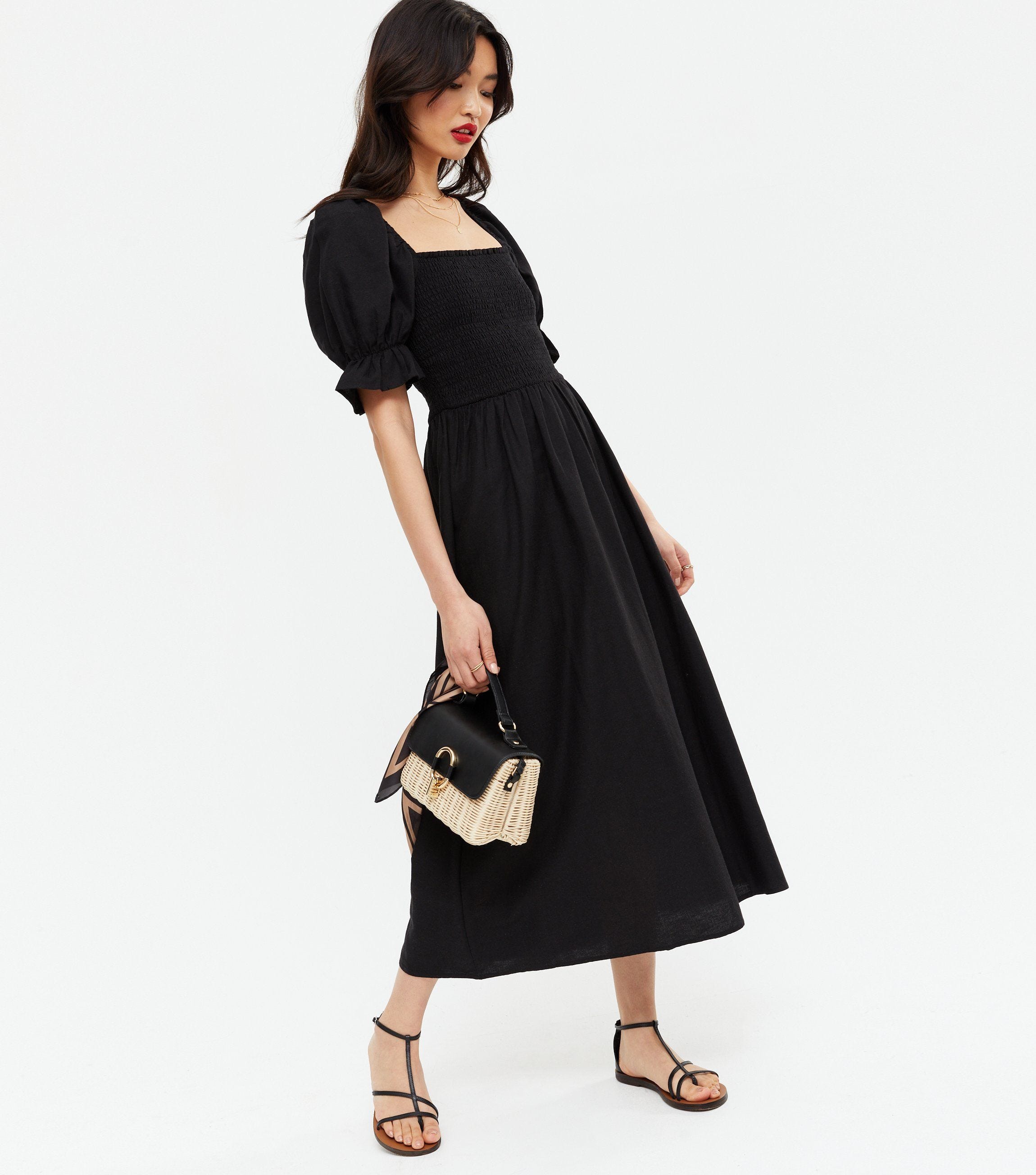 black midi dress