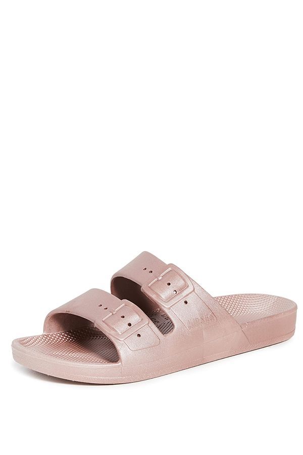 leather slip on sandals womens