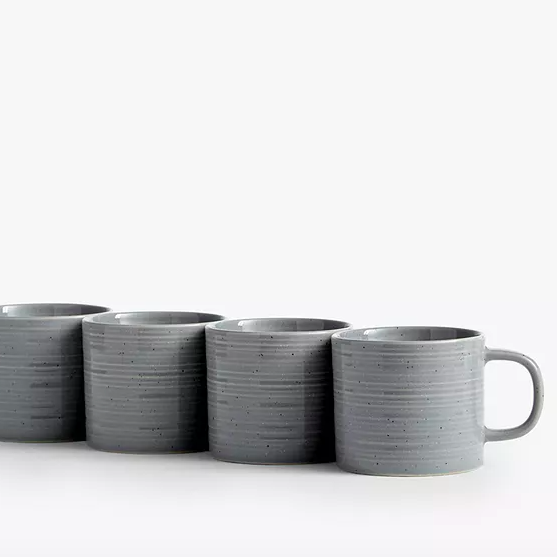Set of 4 Craft Speckle Glaze Mugs, Grey