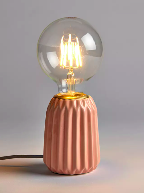 Ceramic Bulbholder Table Lamp, Pale Pink