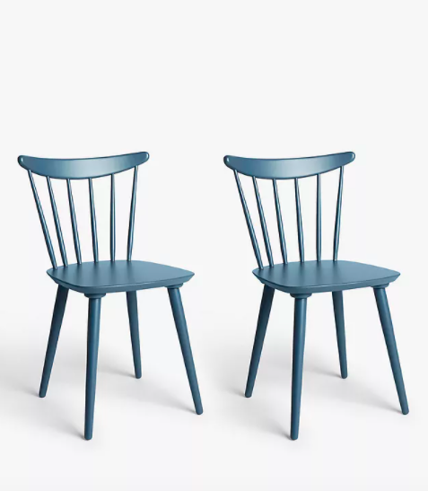 Set of 2 Spindle Dining Chairs, Blue