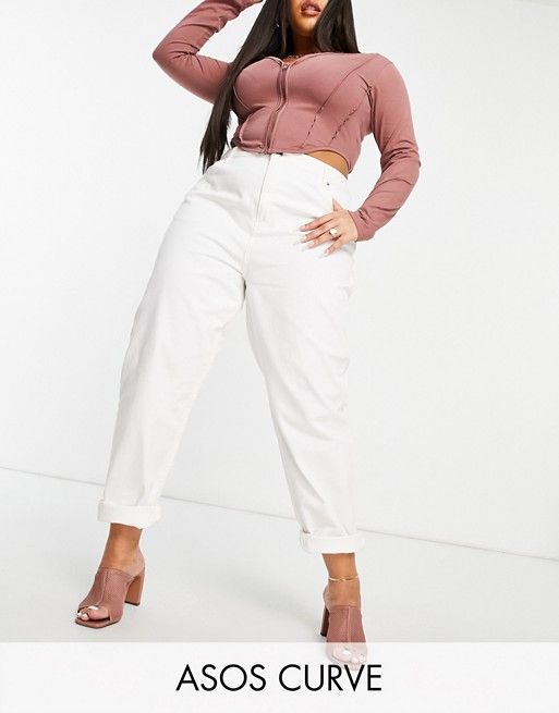 plus size white mom jeans